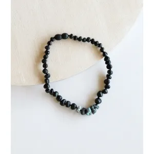 Canyonleaf Kids Raw Black Amber and RAW Turquoise Jasper Necklace