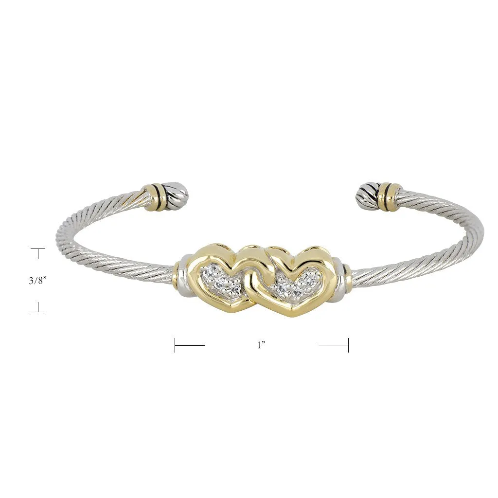 Celebration Petite Pavé Double Heart Cuff Bracelet