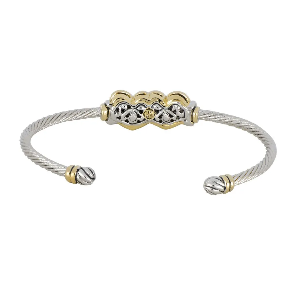Celebration Petite Pavé Double Heart Cuff Bracelet