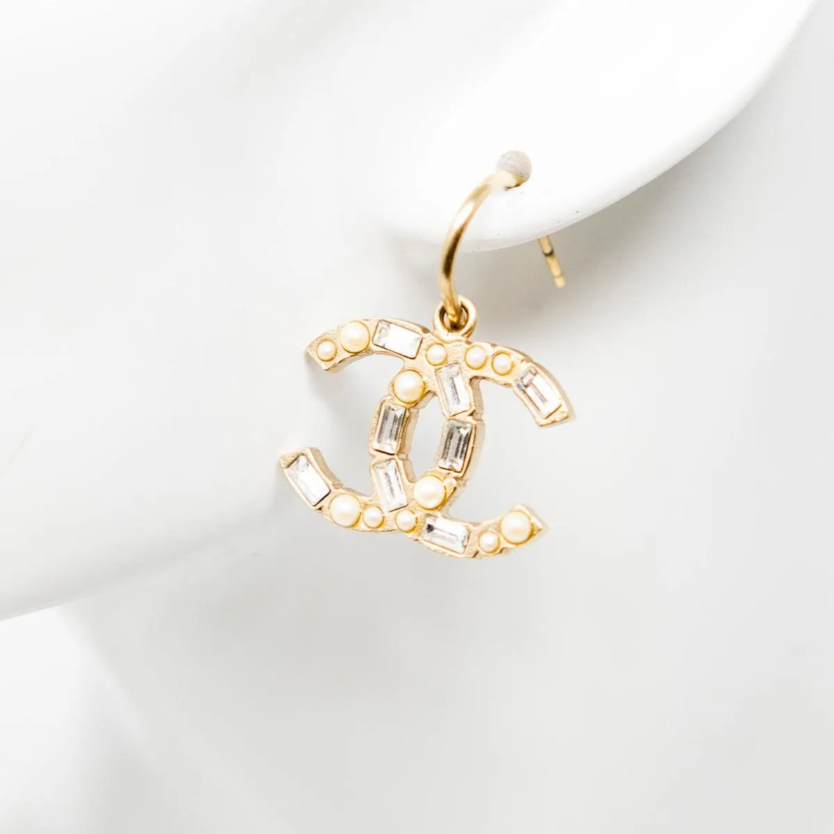 Chanel Pearl & Crystal CC Drop Earrings