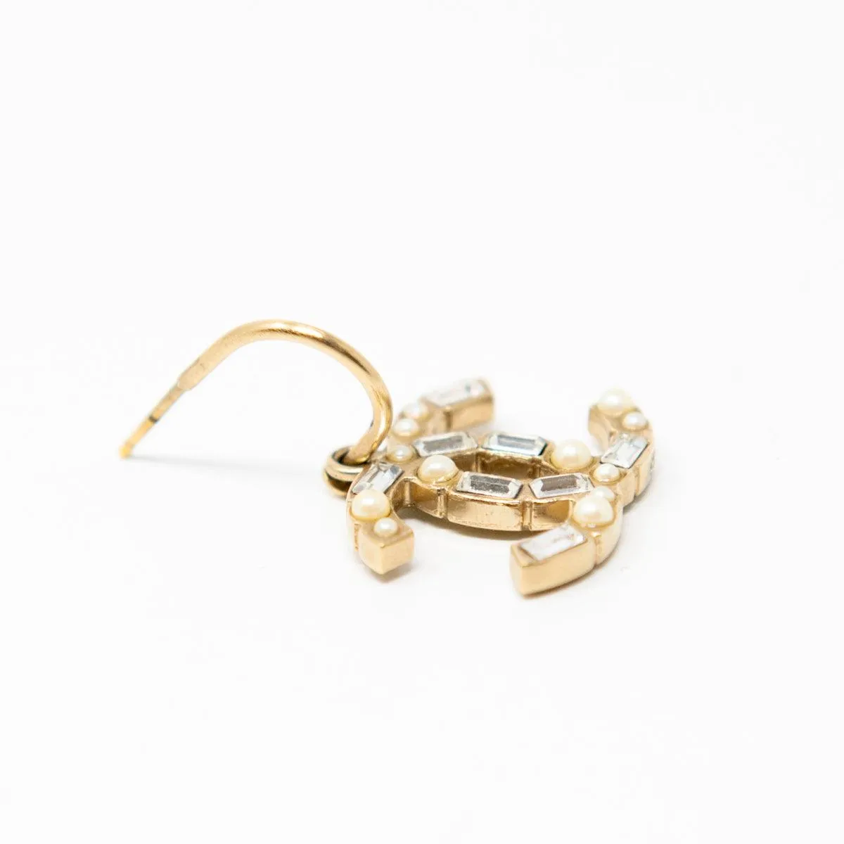 Chanel Pearl & Crystal CC Drop Earrings