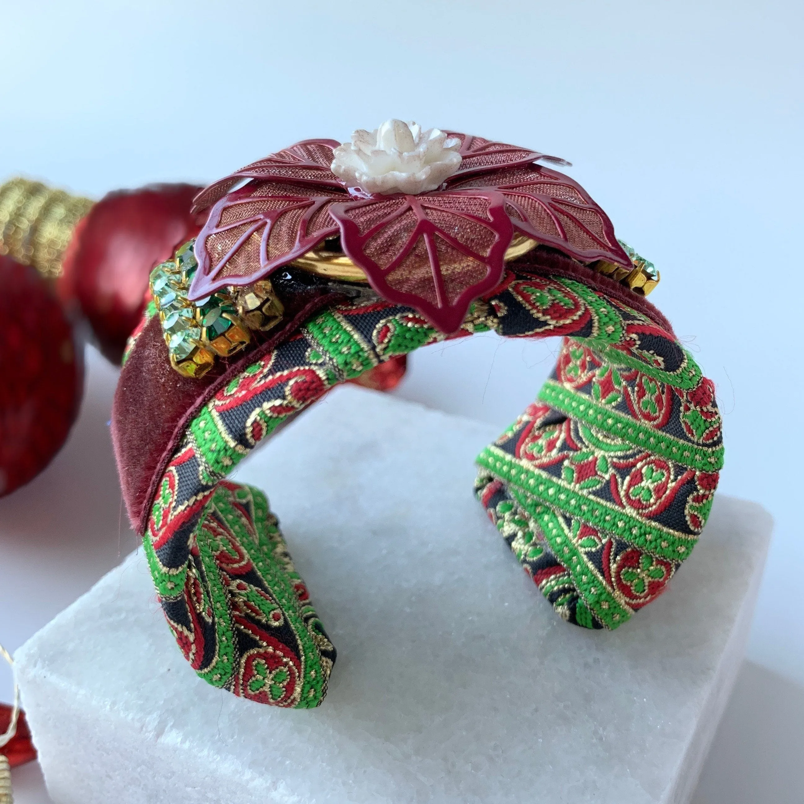 Christmas Brocade Cuff Bracelet