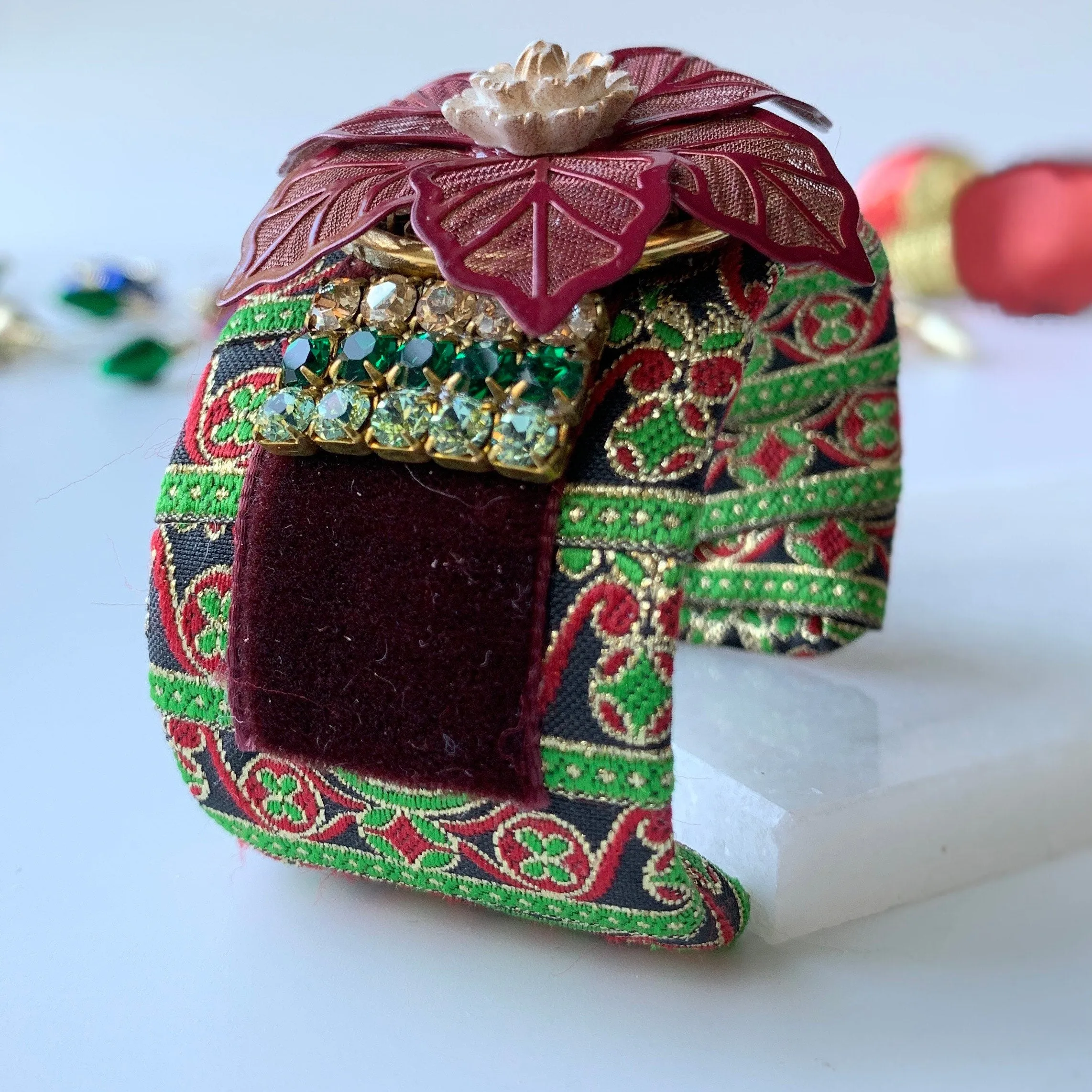 Christmas Brocade Cuff Bracelet