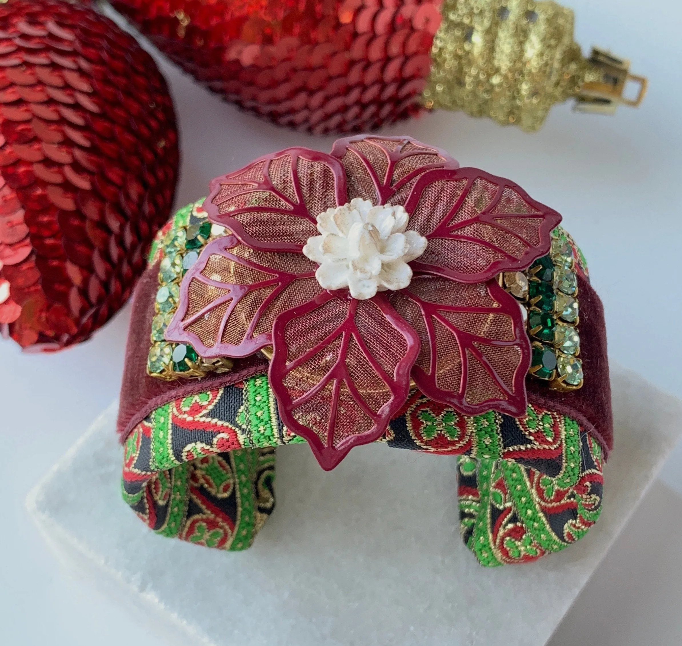 Christmas Brocade Cuff Bracelet