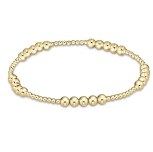 Classic Blissful Pattern 2mm Bead Bracelet - 4mm Gold