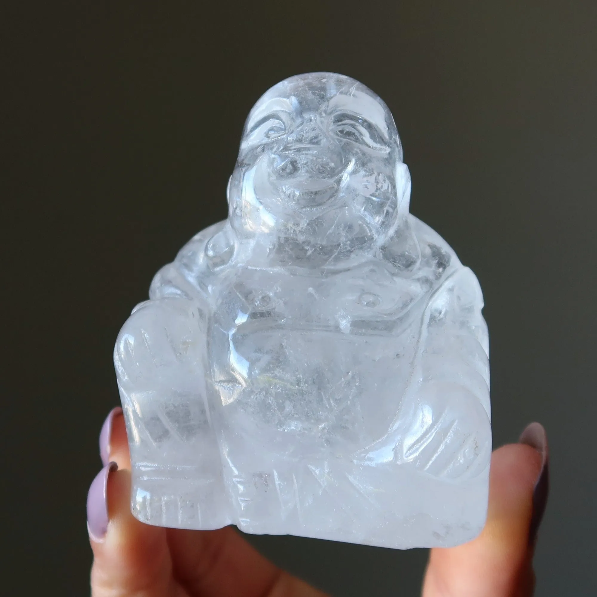 Clear Quartz Laughing Buddha Joy of Life