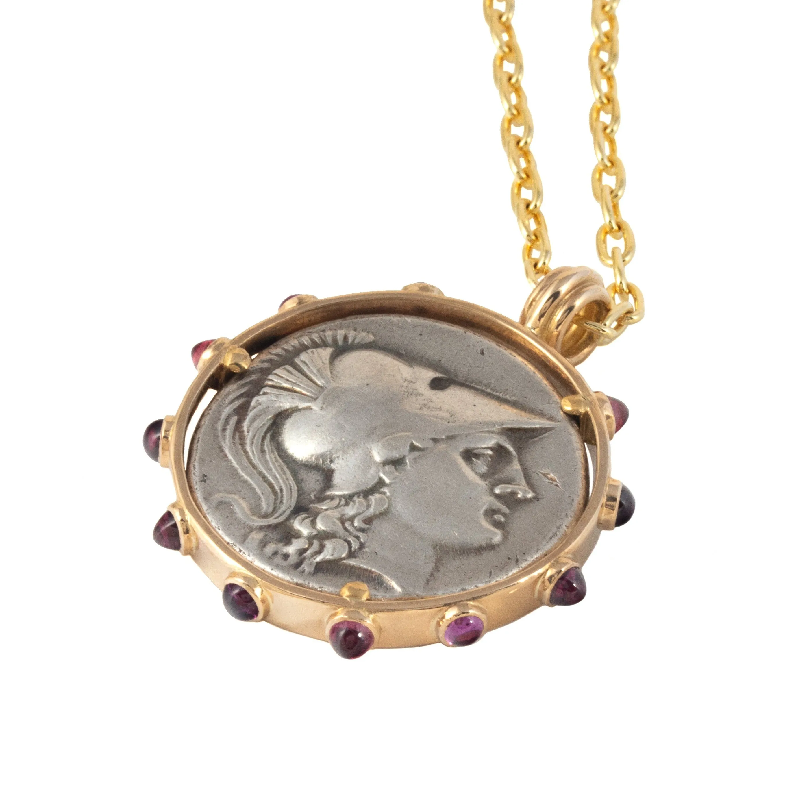 Coin Pendant with Garnet Bejeweled Surround