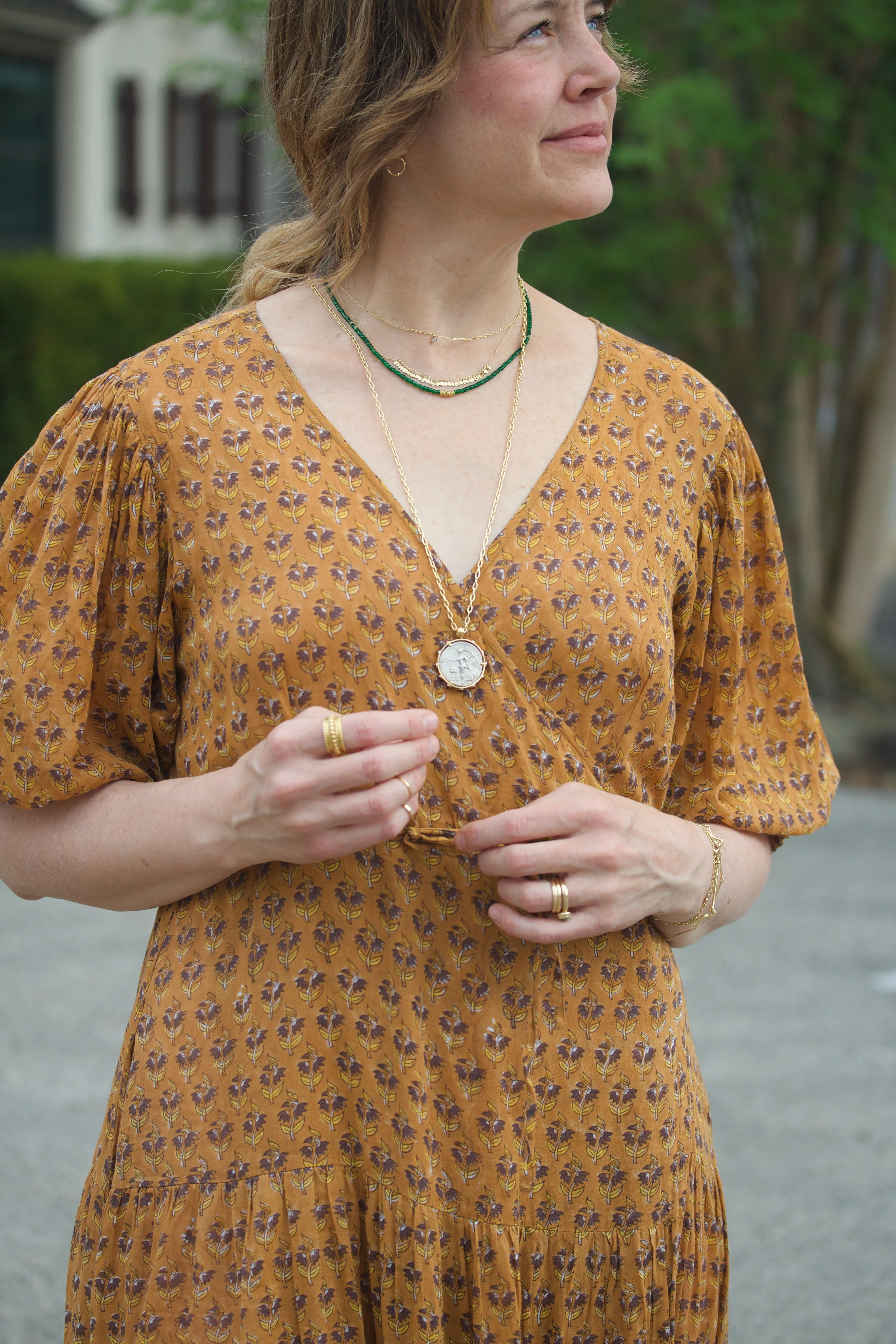 Coin Pendant with Garnet Bejeweled Surround