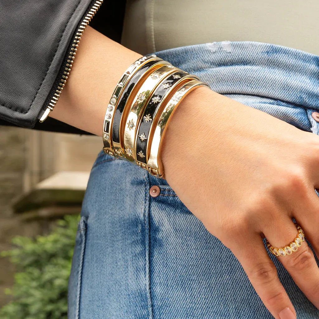 Colored Enamel Starburst Cuff Bangle
