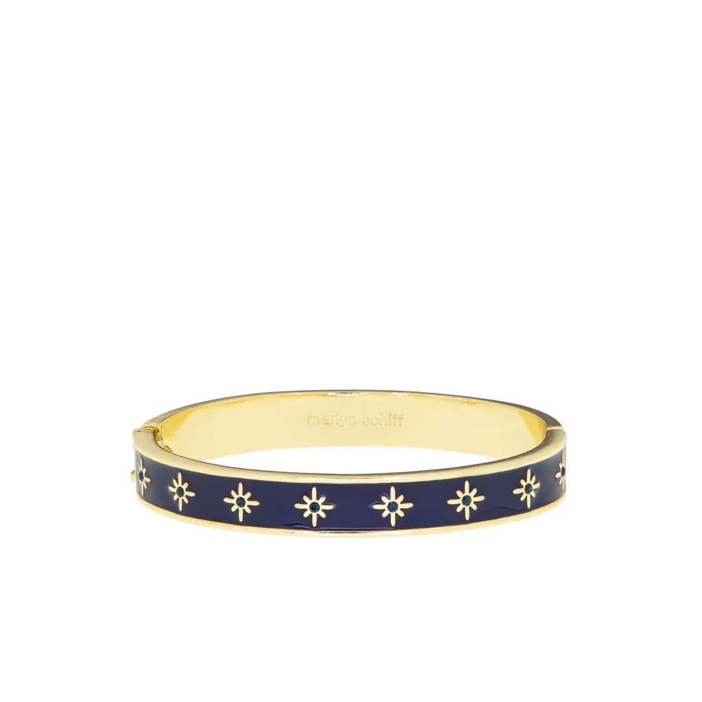 Colored Enamel Starburst Cuff Bangle