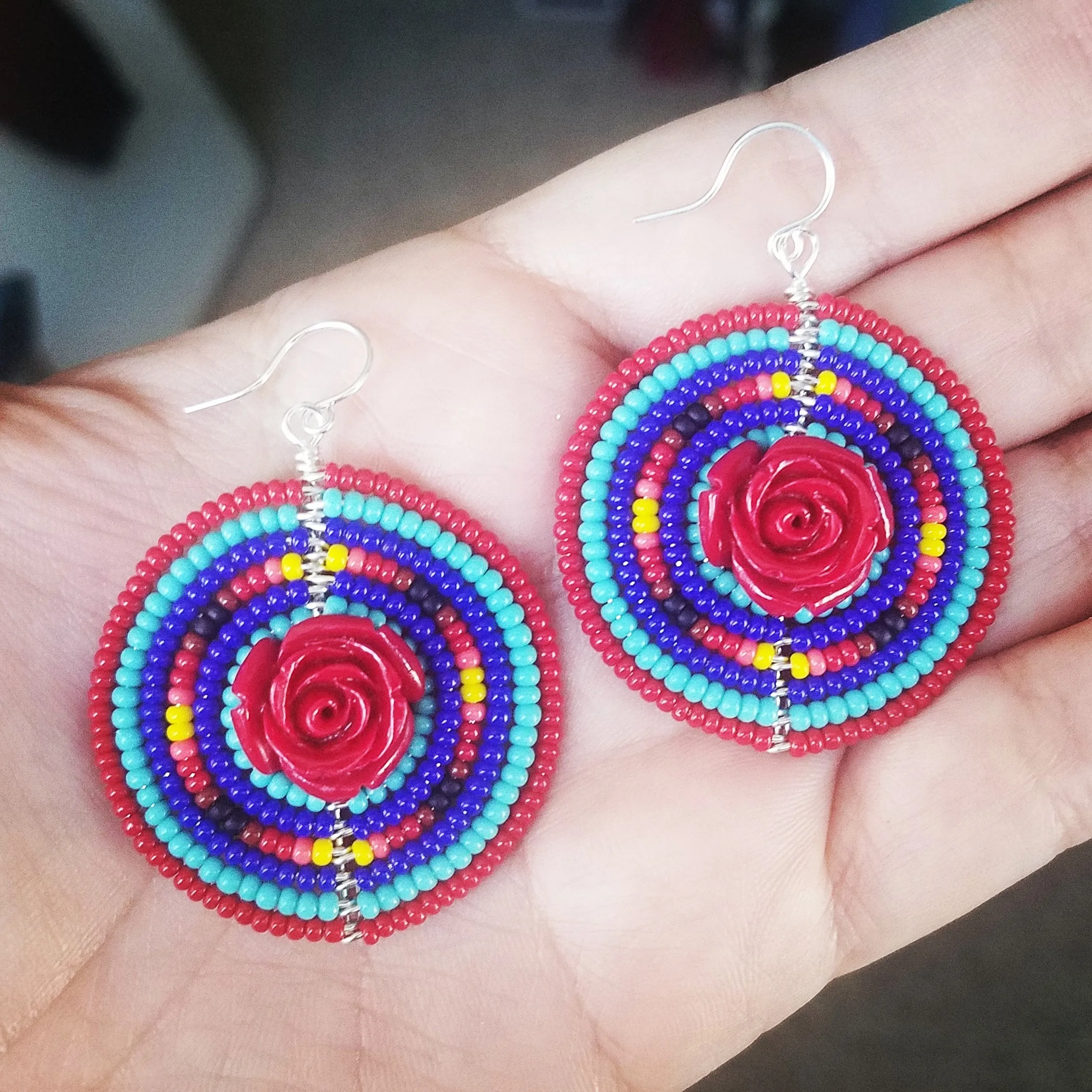 Como La Flor Beaded Statement Earrings
