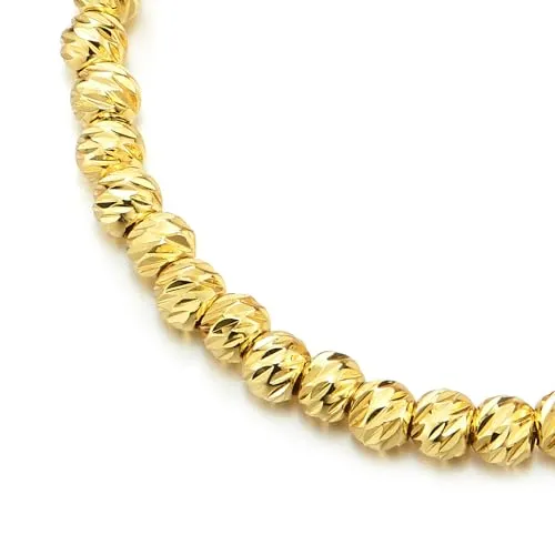 COOLSTEELANDBEYOND Gold and Red Beads Bangle Cuff Bracelet for Women, Elastic Adjustable