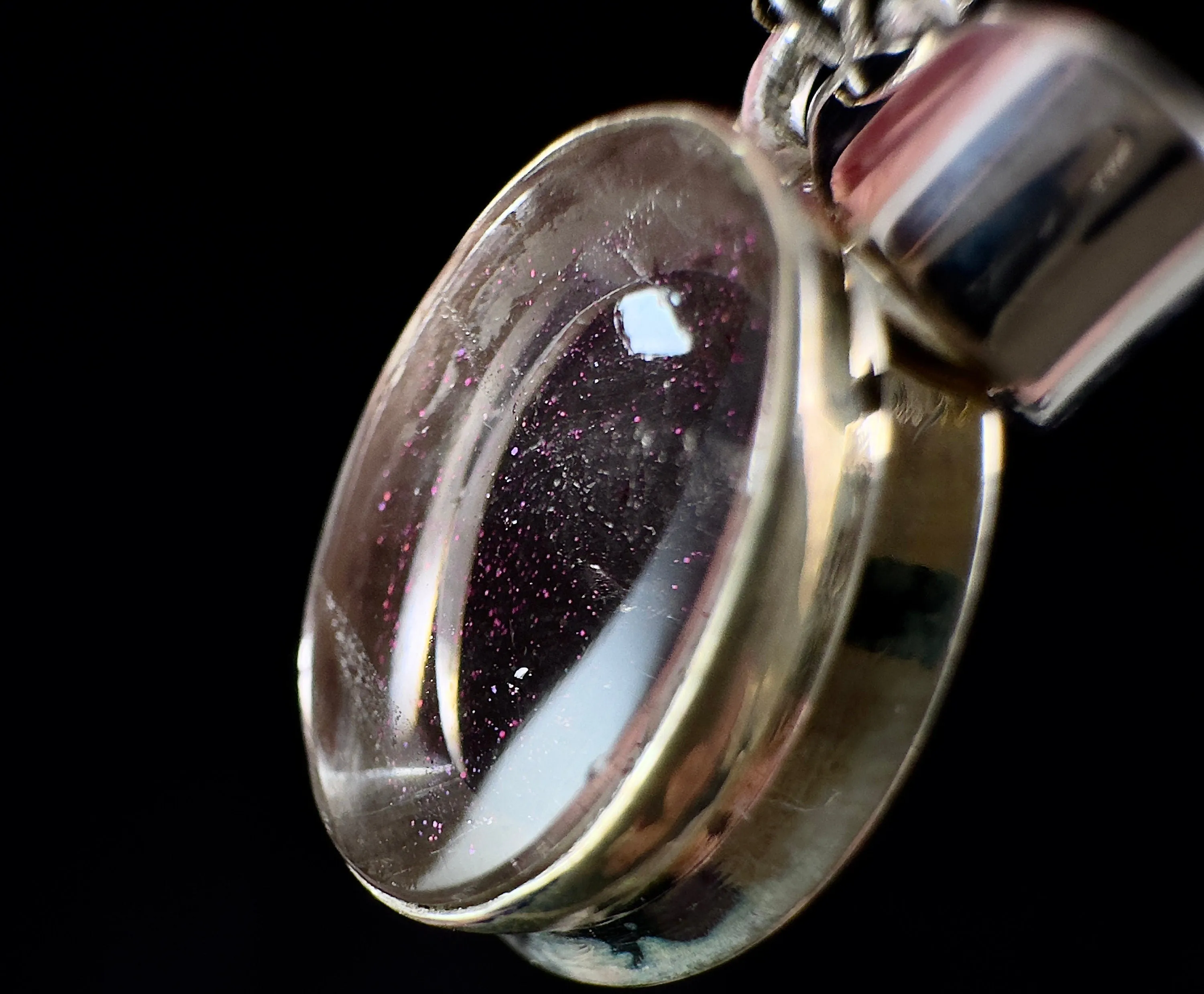 COVELLITE Pink Fire Quartz Crystal Pendant - Fine Jewelry, Healing Crystals and Stones, 54294