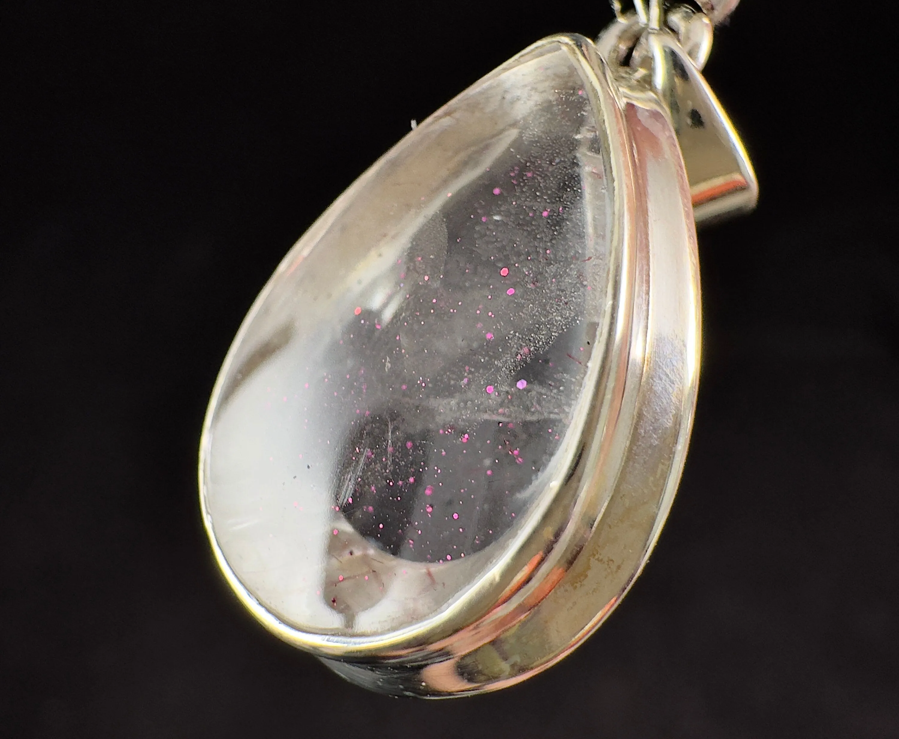 COVELLITE Pink Fire Quartz Crystal Pendant - Fine Jewelry, Healing Crystals and Stones, 54297
