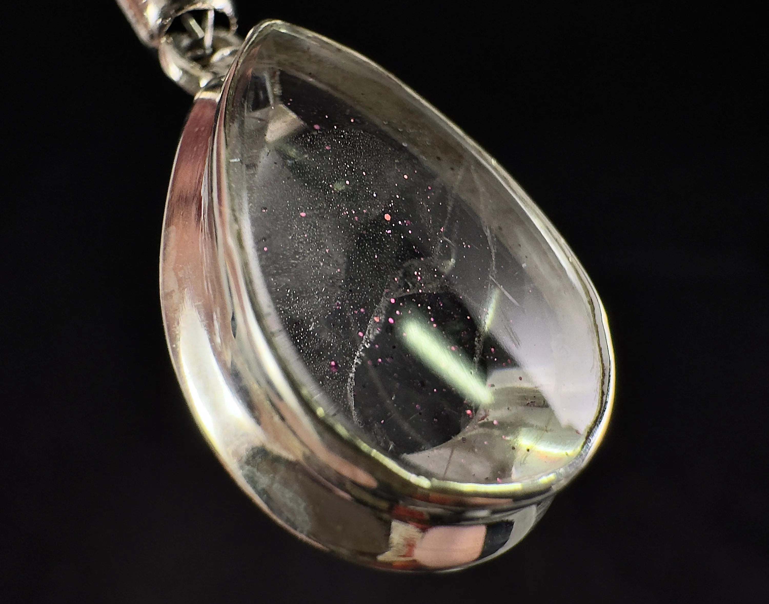 COVELLITE Pink Fire Quartz Crystal Pendant - Fine Jewelry, Healing Crystals and Stones, 54297