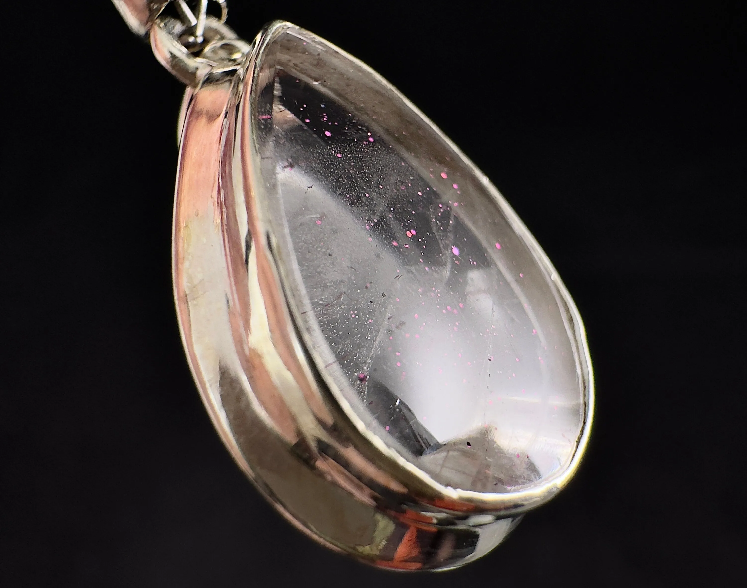 COVELLITE Pink Fire Quartz Crystal Pendant - Fine Jewelry, Healing Crystals and Stones, 54297