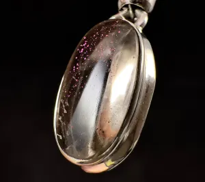 COVELLITE Pink Fire Quartz Crystal Pendant - Handmade Jewelry, Healing Crystals and Stones, 53338