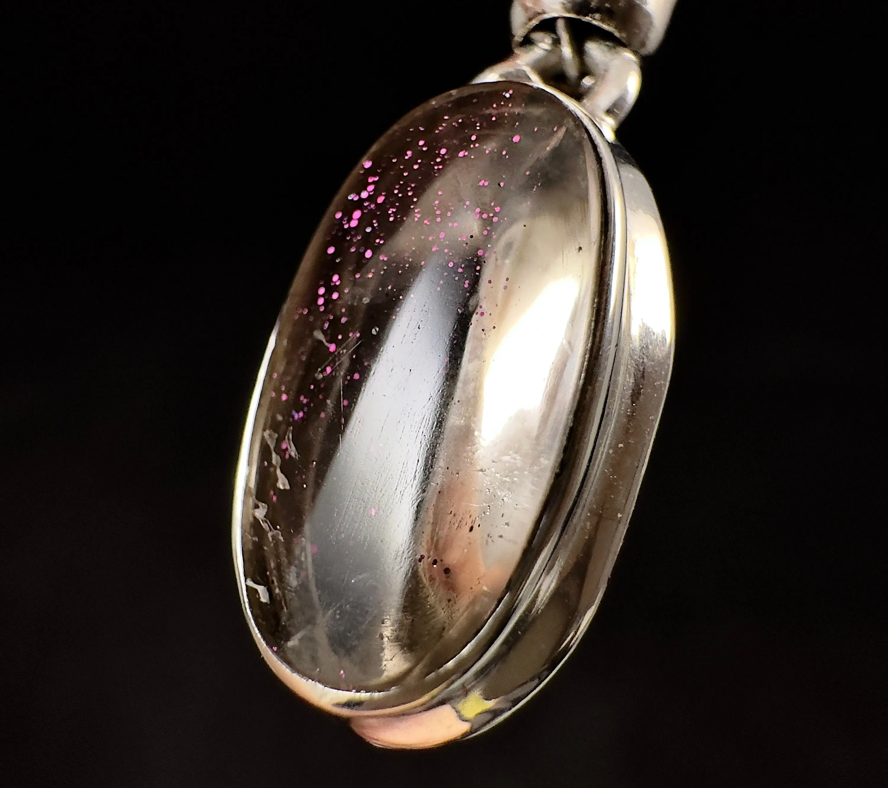 COVELLITE Pink Fire Quartz Crystal Pendant - Handmade Jewelry, Healing Crystals and Stones, 53338