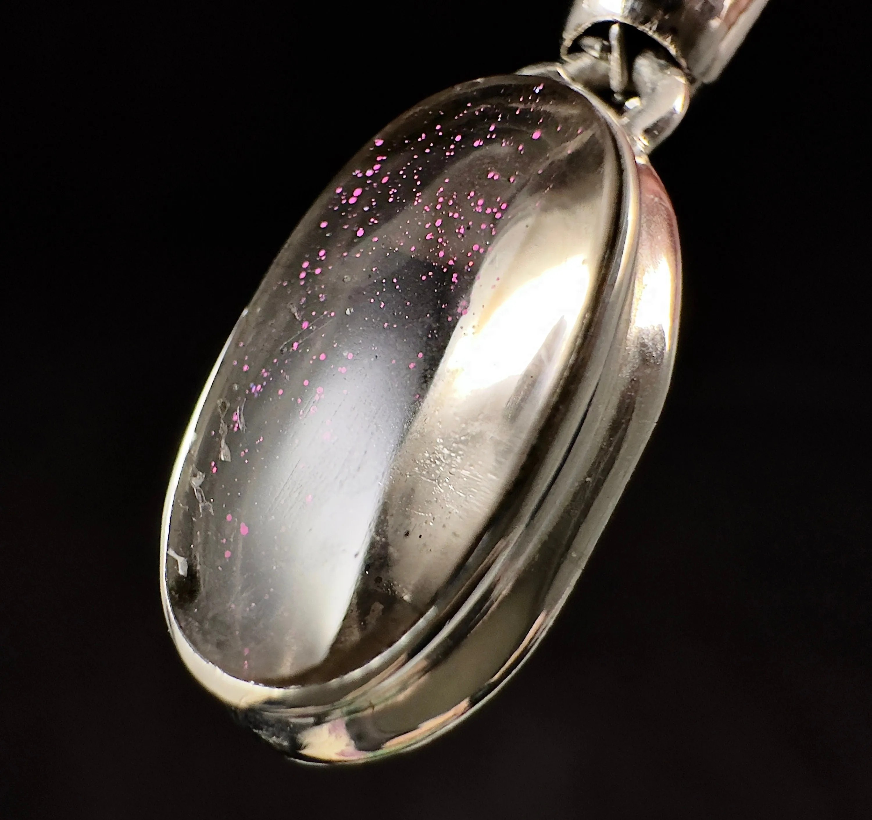 COVELLITE Pink Fire Quartz Crystal Pendant - Handmade Jewelry, Healing Crystals and Stones, 53338