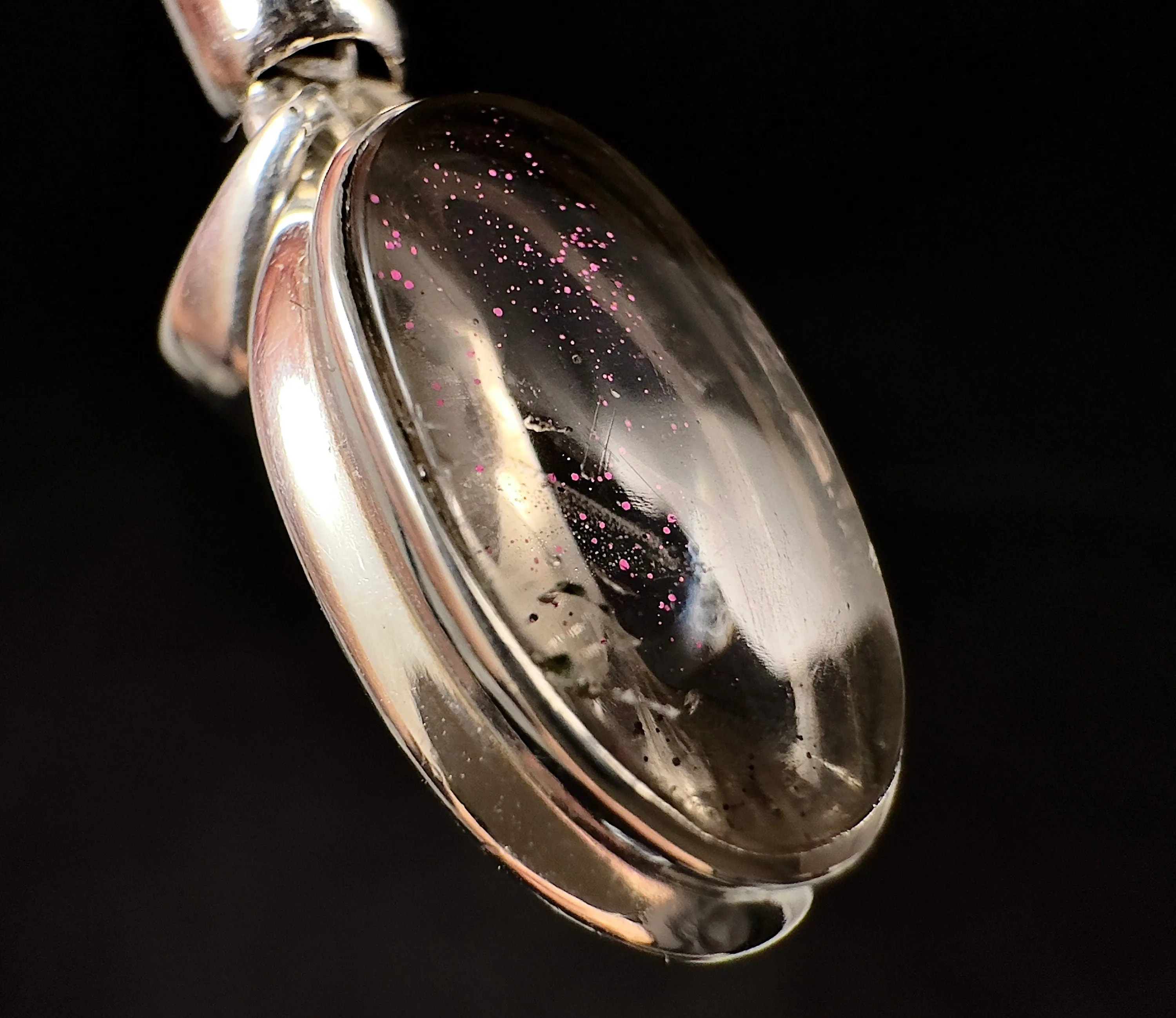 COVELLITE Pink Fire Quartz Crystal Pendant - Handmade Jewelry, Healing Crystals and Stones, 53338