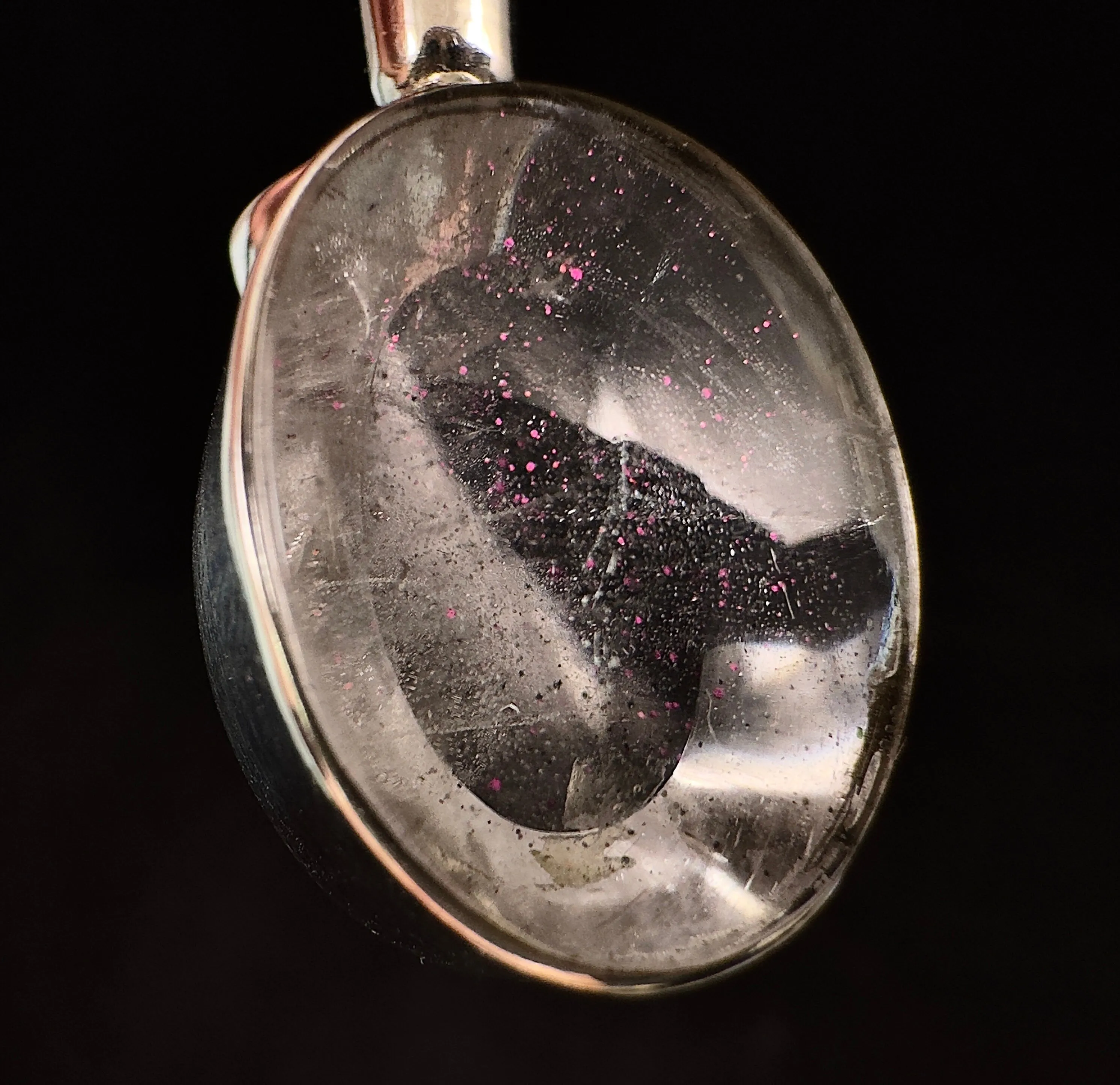 COVELLITE Pink Fire Quartz Crystal Pendant - Handmade Jewelry, Healing Crystals and Stones, 53356