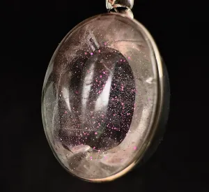 COVELLITE Pink Fire Quartz Crystal Pendant - Handmade Jewelry, Healing Crystals and Stones, 53356