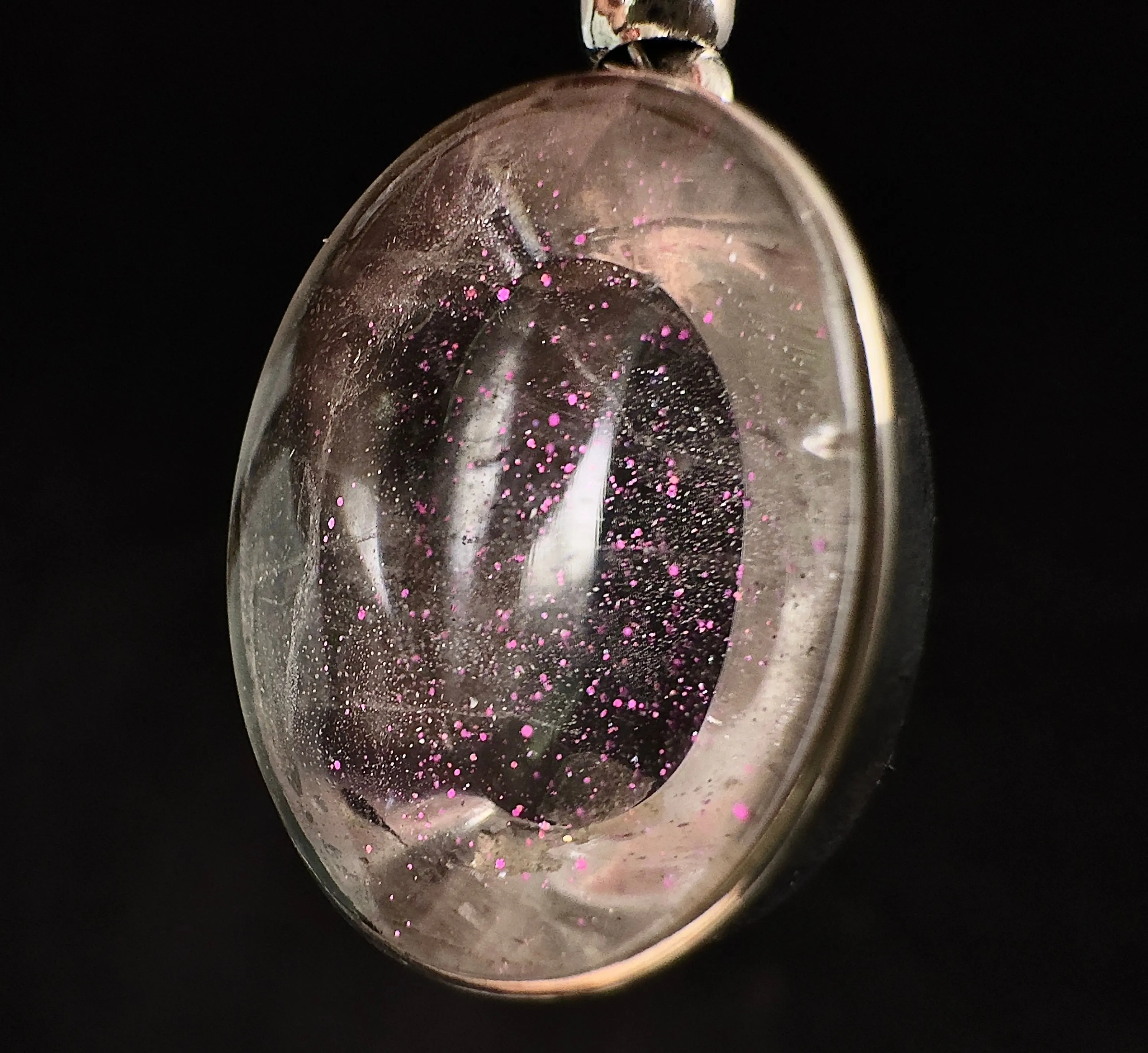 COVELLITE Pink Fire Quartz Crystal Pendant - Handmade Jewelry, Healing Crystals and Stones, 53356