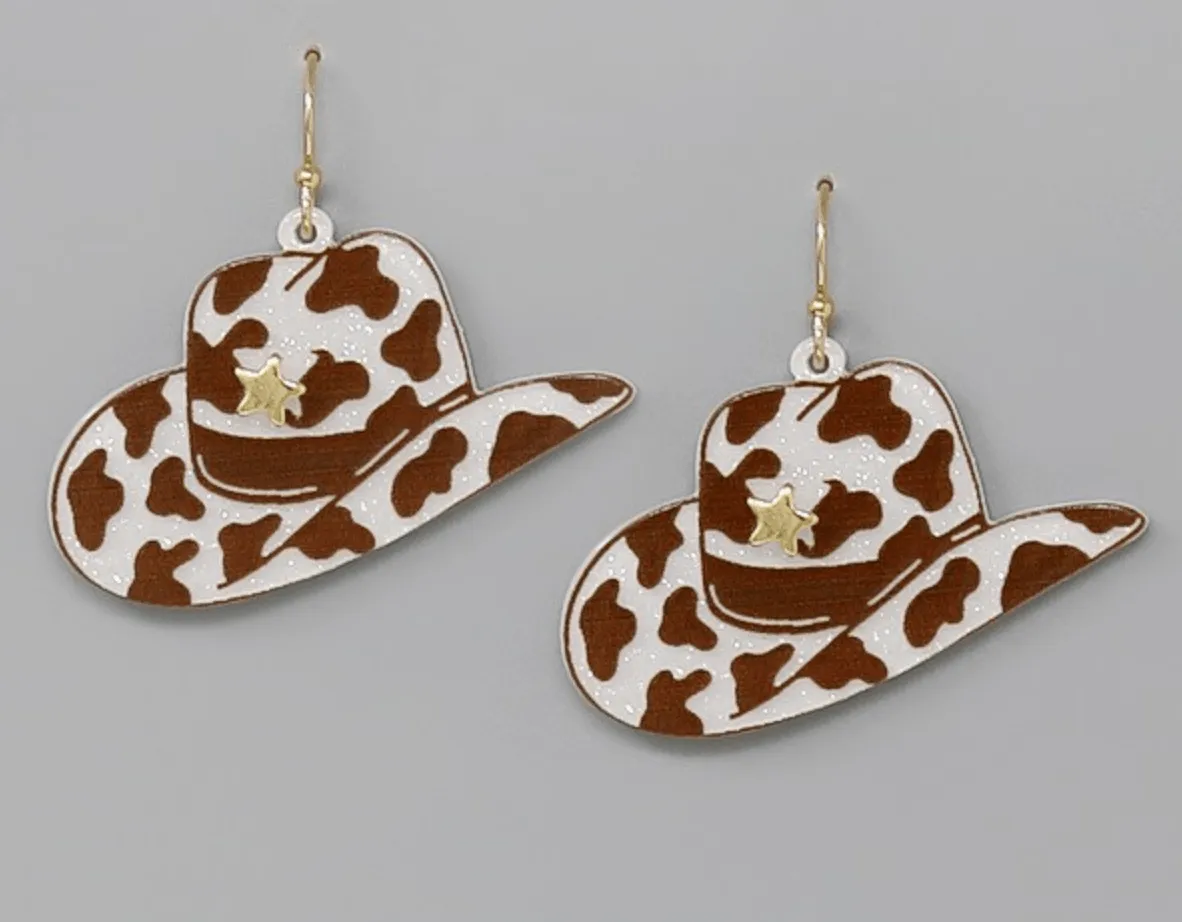 Cowgirl Hat Acetate Earrings