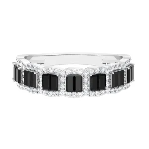 Created Black Diamond and Moissanite Half Eternity Band Ring