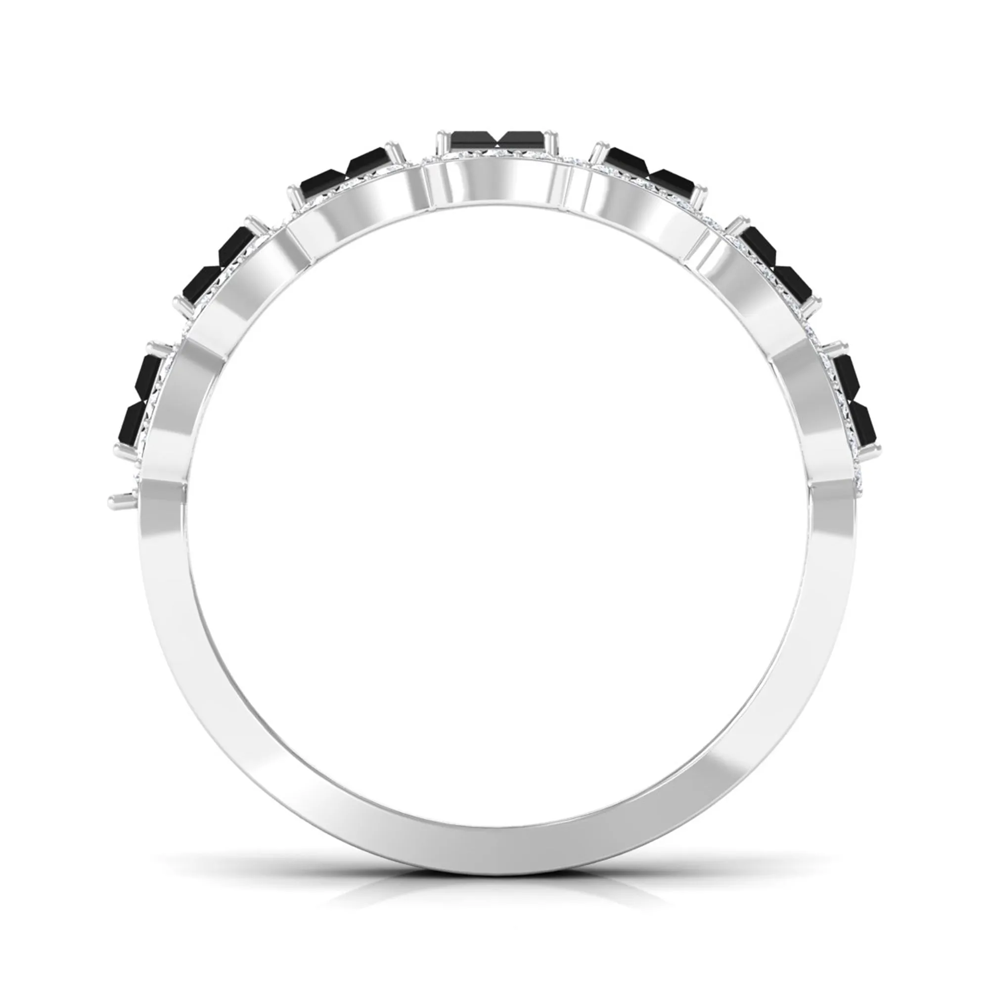 Created Black Diamond and Moissanite Half Eternity Band Ring