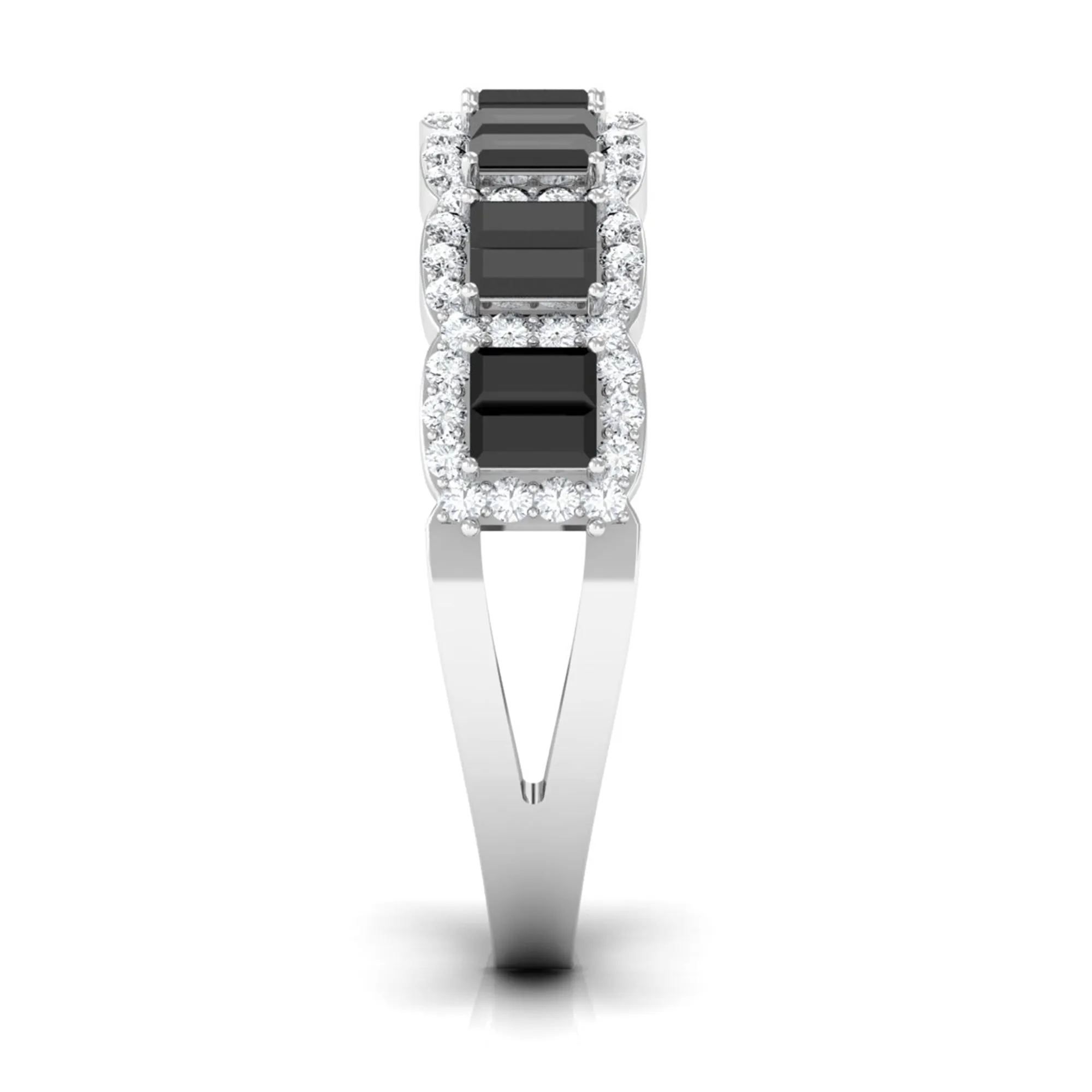 Created Black Diamond and Moissanite Half Eternity Band Ring