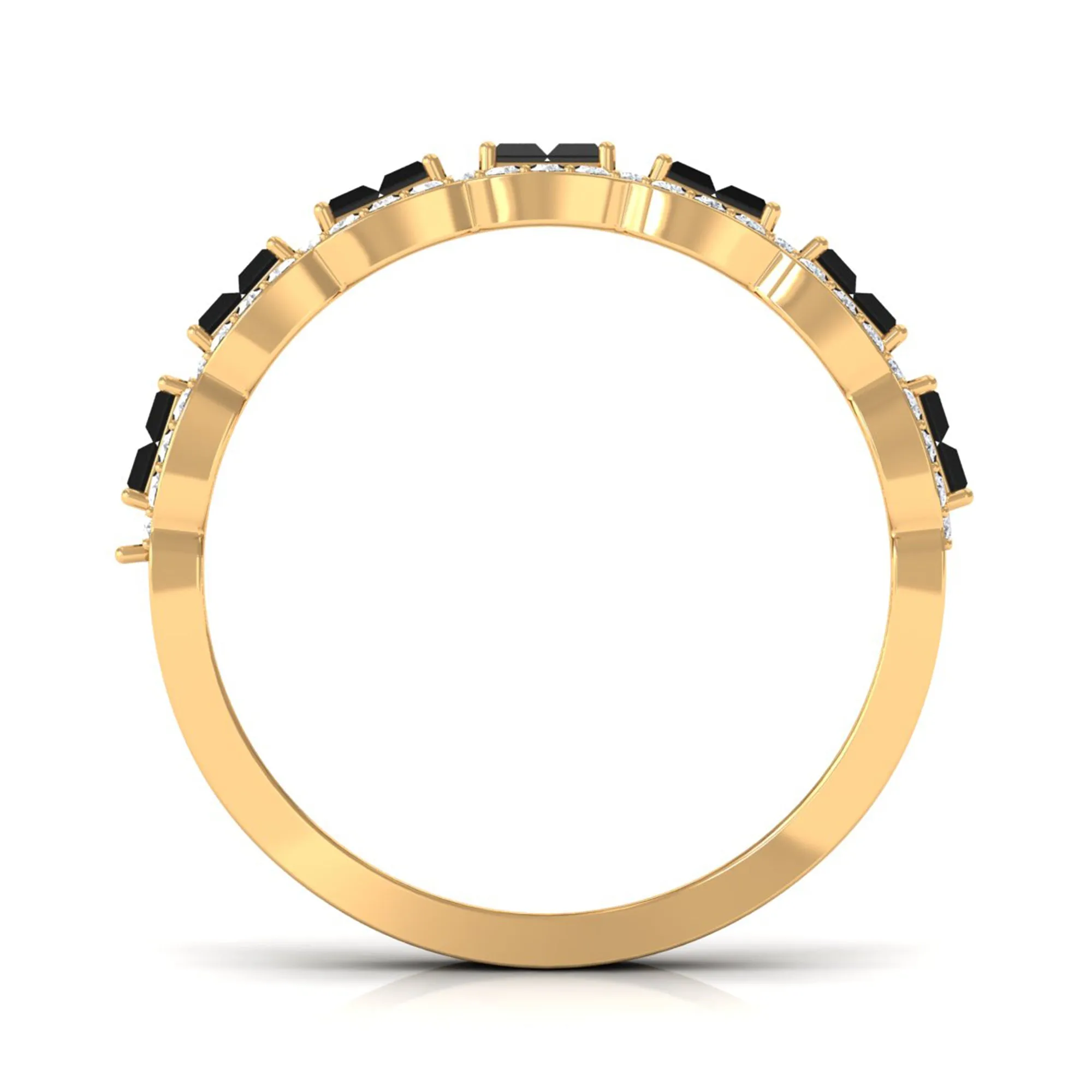 Created Black Diamond and Moissanite Half Eternity Band Ring