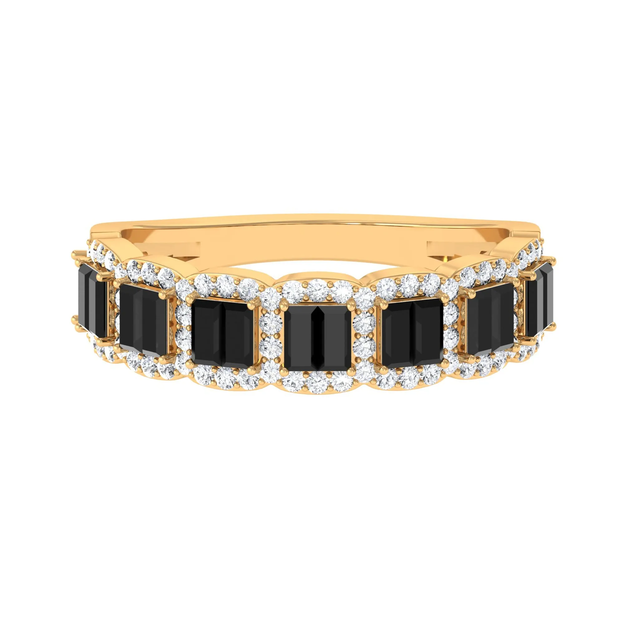 Created Black Diamond and Moissanite Half Eternity Band Ring
