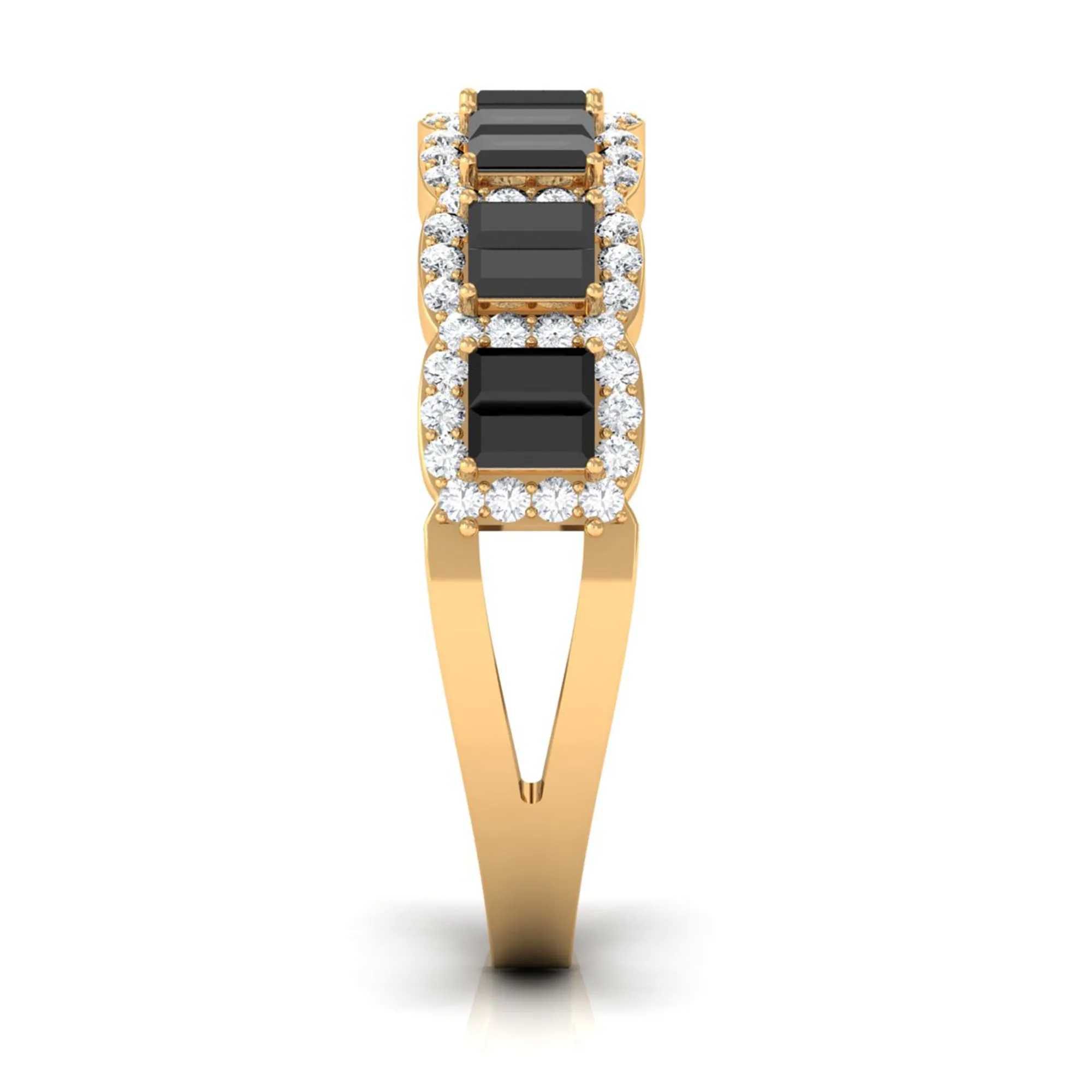 Created Black Diamond and Moissanite Half Eternity Band Ring