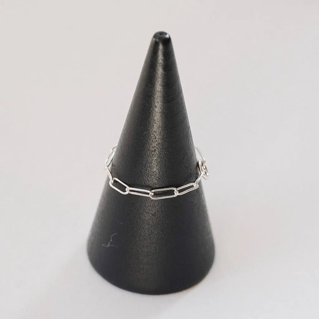 Dainty Paperclip Chain Ring - Choose Your Metal