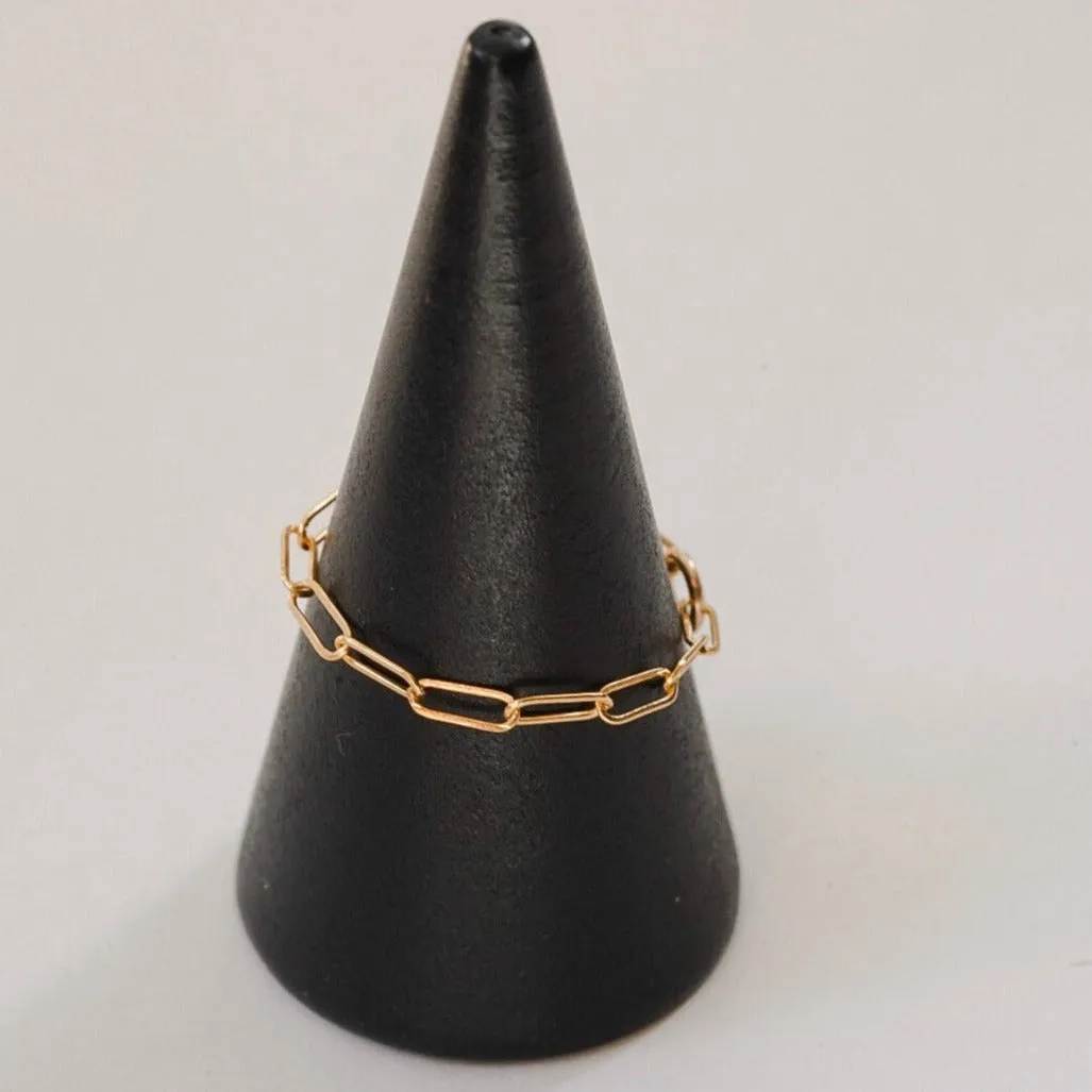 Dainty Paperclip Chain Ring - Choose Your Metal
