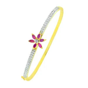Dainty Ruby American Diamond Gold Openable Bangle Kada Bracelet Women