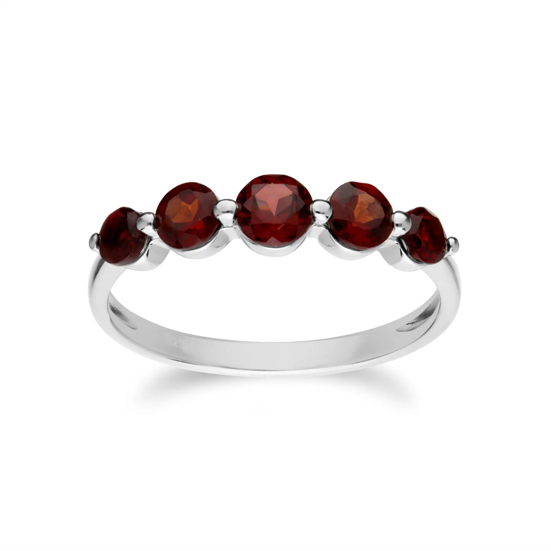 Damen Sterlingsilber Fünfstein Granat Rund Farbverlauf Ring - Garnet