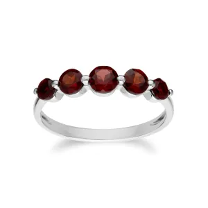 Damen Sterlingsilber Fünfstein Granat Rund Farbverlauf Ring - Garnet