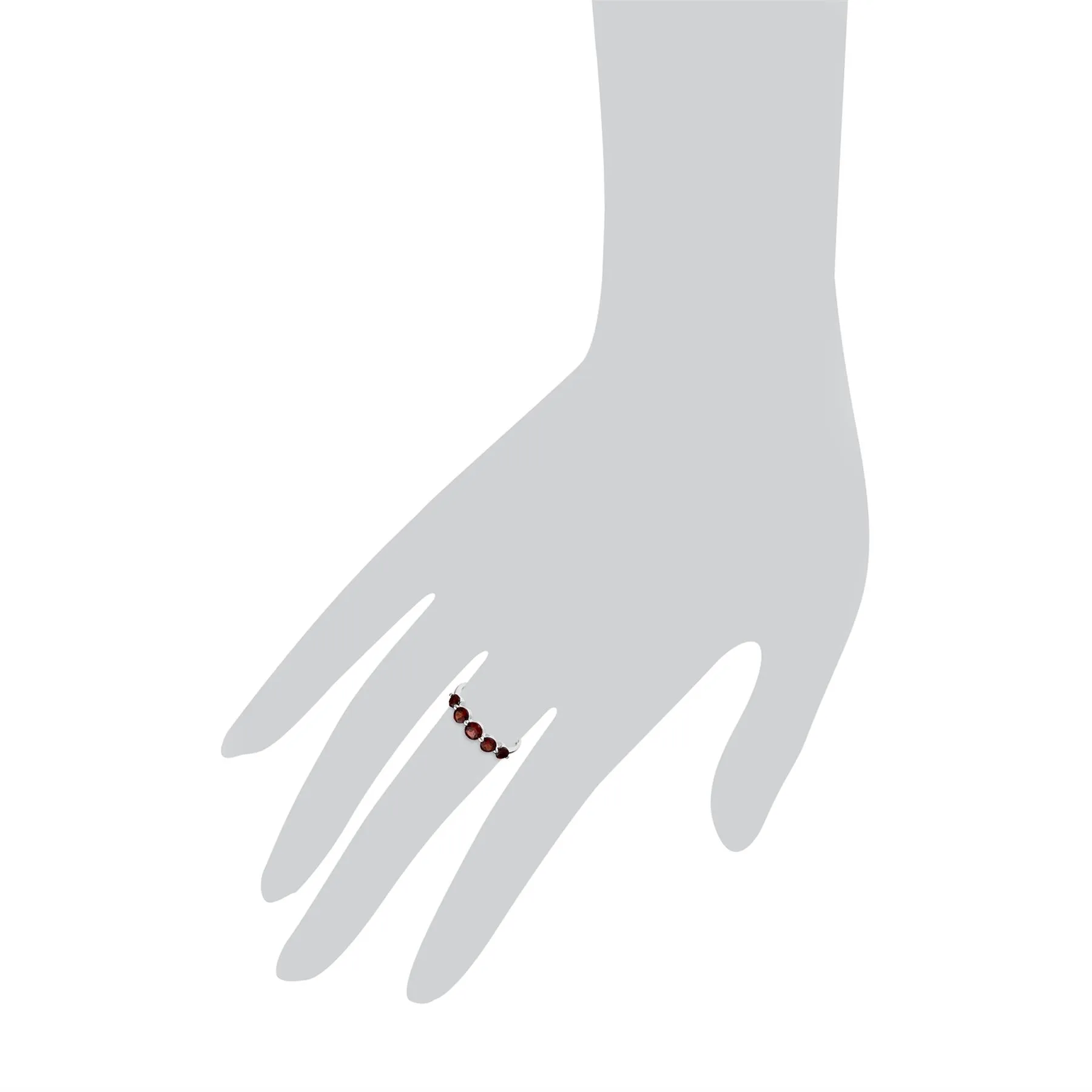 Damen Sterlingsilber Fünfstein Granat Rund Farbverlauf Ring - Garnet
