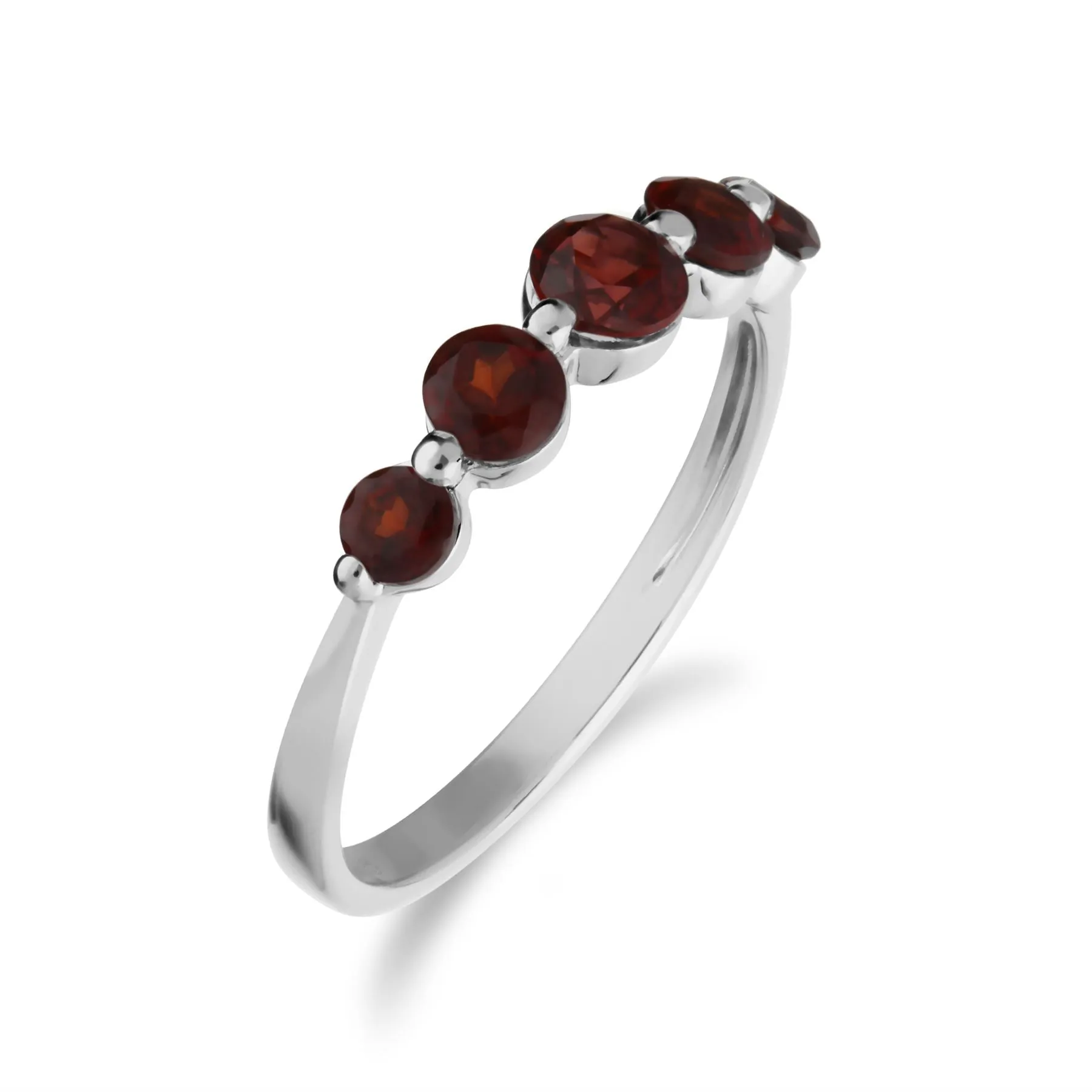 Damen Sterlingsilber Fünfstein Granat Rund Farbverlauf Ring - Garnet