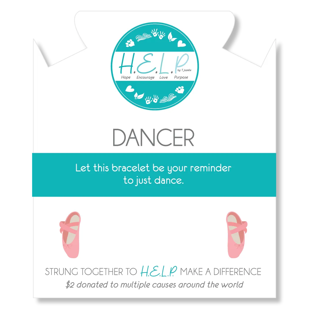 Dancer Charm with Blue Zebra Jade Charity Bracelet