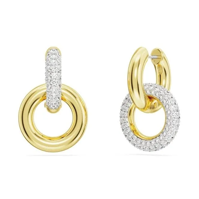 Dextera White Gold-tone plated Asymmetric Interlocking loop Hoop Earrings 5668818