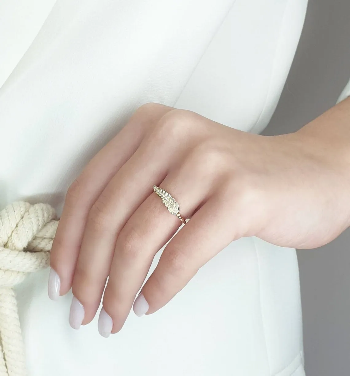 Diamond Feather Ring