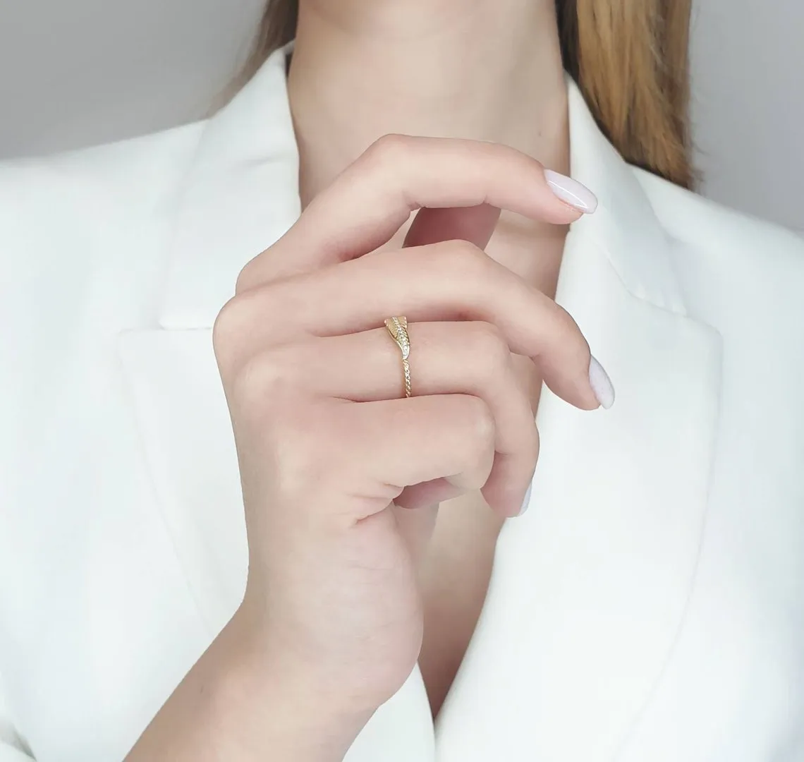 Diamond Feather Ring
