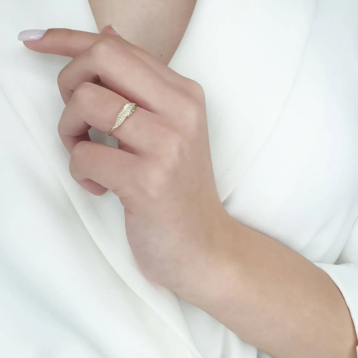 Diamond Feather Ring