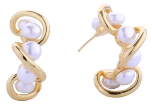 DJE310914 14K Wavy Cluster Pearl Post Earrings