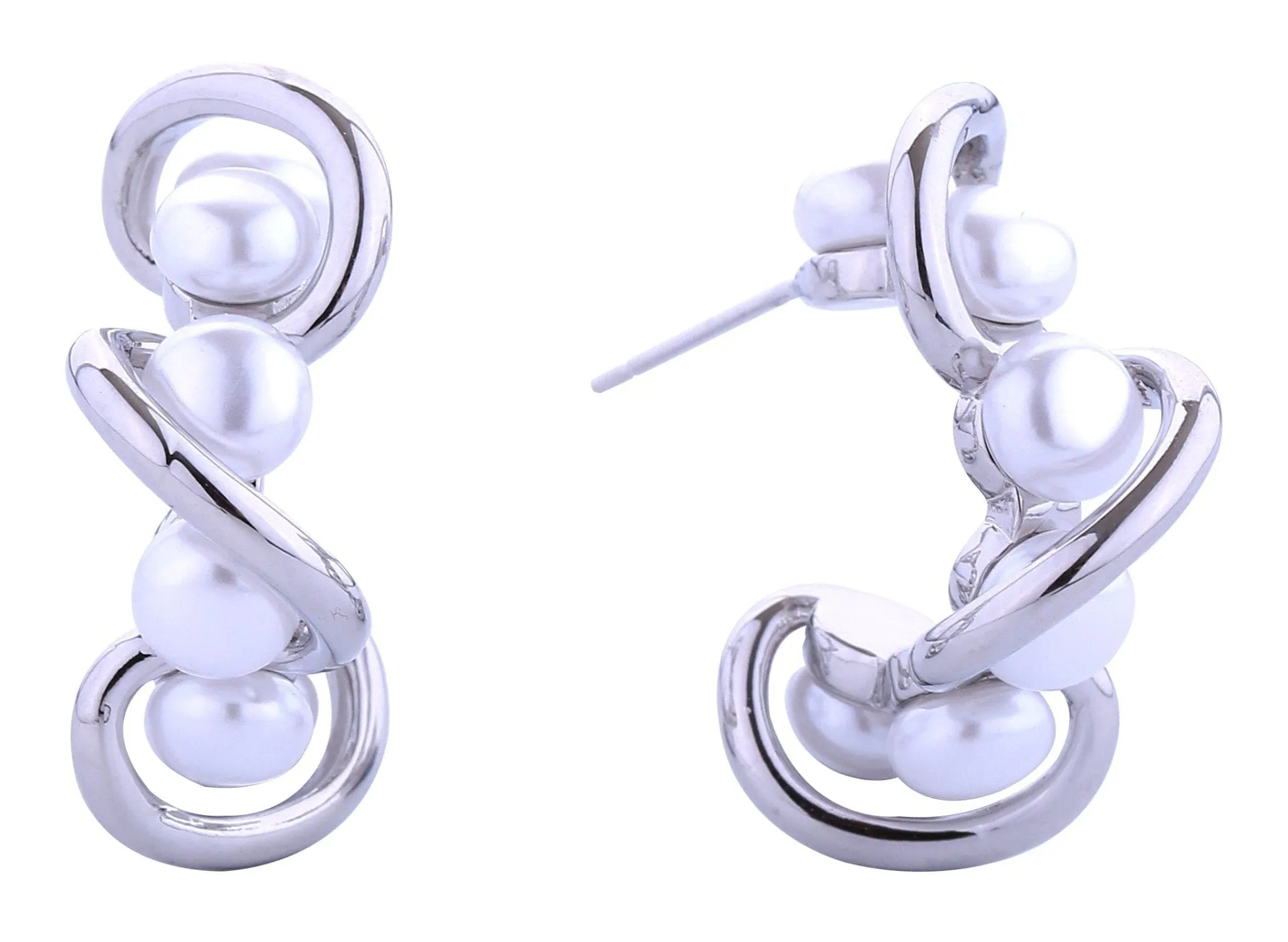 DJE310914 14K Wavy Cluster Pearl Post Earrings