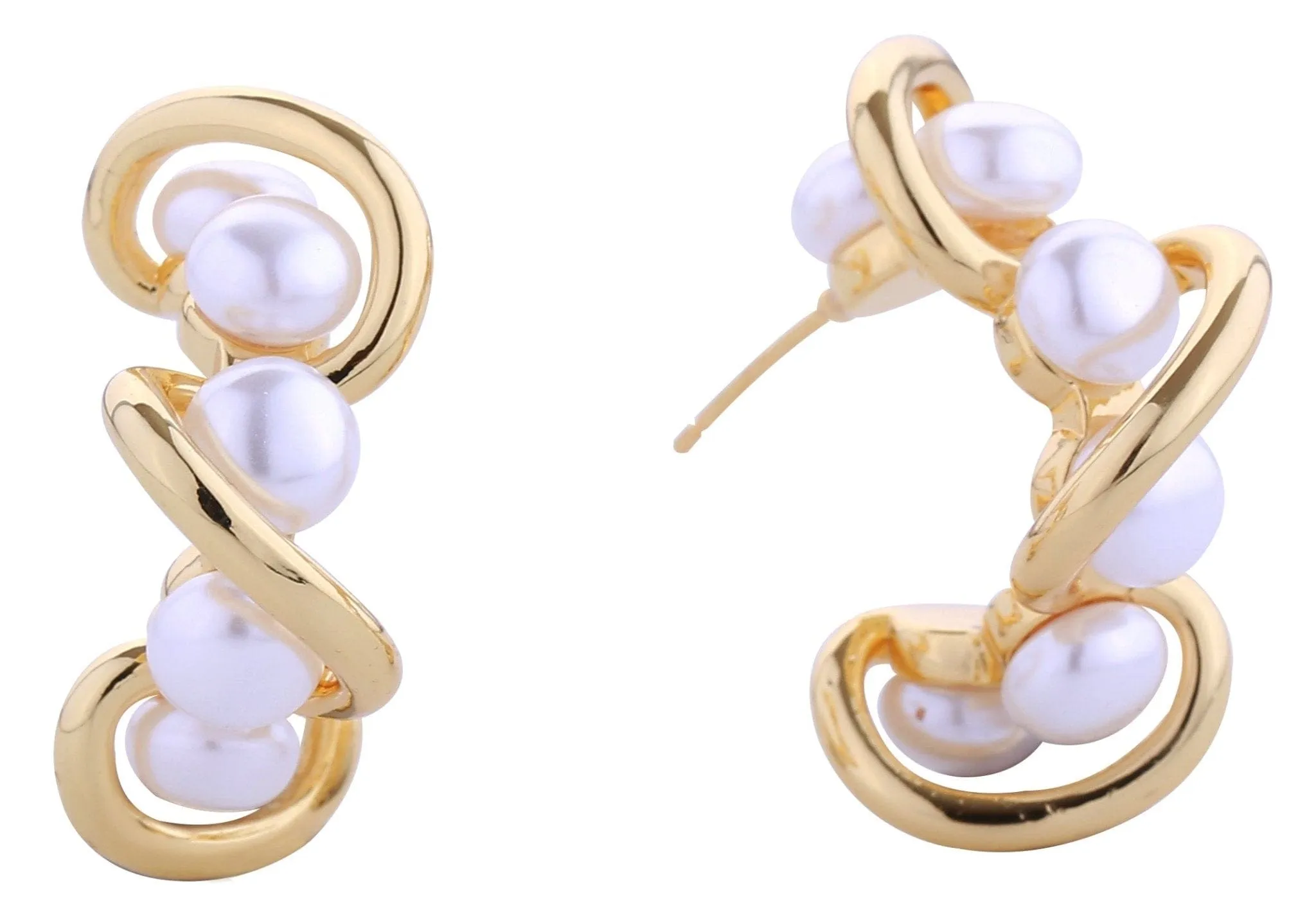 DJE310914 14K Wavy Cluster Pearl Post Earrings