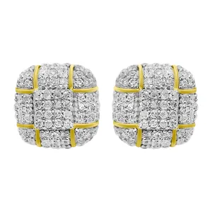 Domed Cushion Diamond Earrings .58cttw 10K Yellow Gold